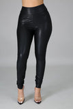 Ruched leatherette leggings